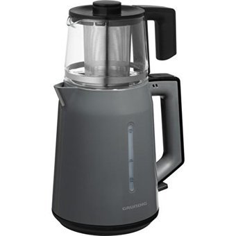 Grundig CM 1020 Cam Demlikli 1650 W Çelik Gövdeli Gri Retro Çay Makinesi
