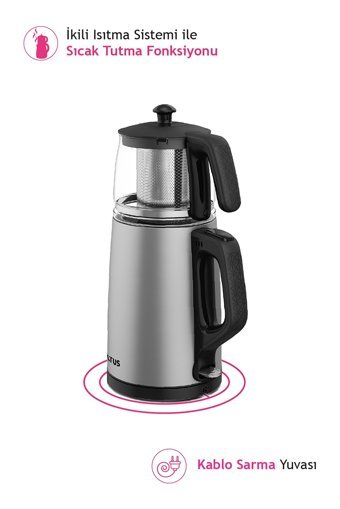 Altus Al 795 IC Cam Demlikli 1650 W Işıklı Çelik Gövdeli İnox Çay Makinesi