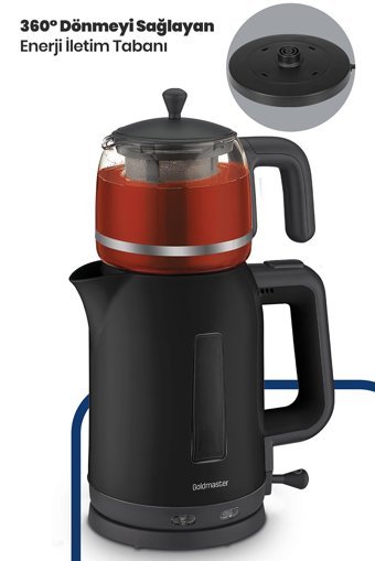 Goldmaster IN-6301 TeaMaster Cam Demlikli 2200 W Plastik Gövdeli Siyah Vintage Çay Makinesi