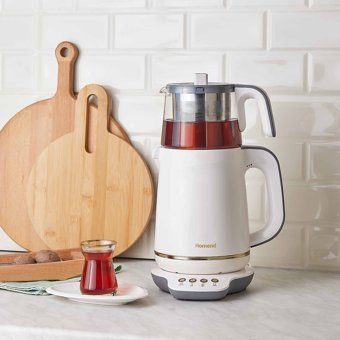 Homend Royaltea 1760H Konuşan Cam Demlikli 1800 W Plastik Gövdeli Krem Çay Makinesi