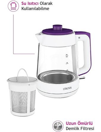 Altus Al 795 Cam Demlikli 1650 W Cam Gövdeli Beyaz Retro Çay Makinesi