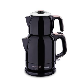 Korkmaz Çaytema Deluxe A331-09 Çelik Demlikli 1600 W Çelik Gövdeli Siyah Vintage Çay Makinesi