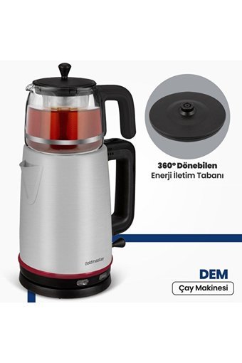Goldmaster BY5315 Cam Demlikli 2200 W Çelik Gövdeli İnox Vintage Çay Makinesi