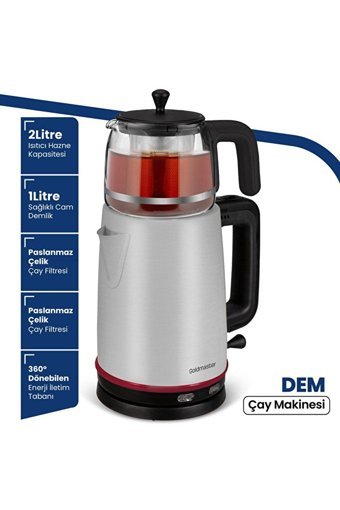 Goldmaster BY5315 Cam Demlikli 2200 W Çelik Gövdeli İnox Vintage Çay Makinesi
