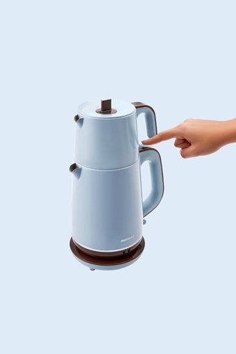 Homend Vintage Royaltea 1735H Çelik Demlikli 2000 W Çelik Gövdeli Mavi Vintage Çay Makinesi