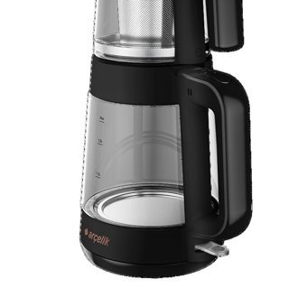 Arçelik CM 6964 S Resital Cam Demlikli 1900 W Işıklı Cam Gövdeli Siyah Retro Çay Makinesi