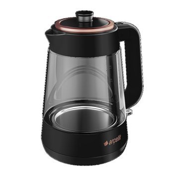 Arçelik CM 6964 S Resital Cam Demlikli 1900 W Işıklı Cam Gövdeli Siyah Retro Çay Makinesi