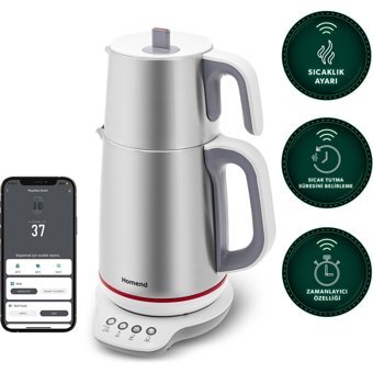 Homend Royaltea Smart 1790H Konuşan Çelik Demlikli 1800 W Çelik Gövdeli İnox Çay Makinesi