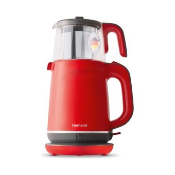 Homend Royaltea 1742H Cam Demlikli 1800 W Plastik Gövdeli Kırmızı Çay Makinesi