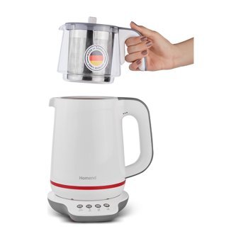 Homend Royaltea 1721H Cam Demlikli 1800 W Plastik Gövdeli Krem Retro Çay Makinesi
