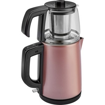 Karaca Tea Glass Cam Demlikli 1650 W Çelik Gövdeli Rose Gold Çay Makinesi