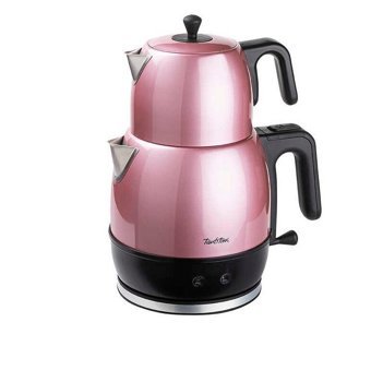 Tantitoni Çelik Demlikli 2200 W Çelik Gövdeli Pembe Retro Çay Makinesi