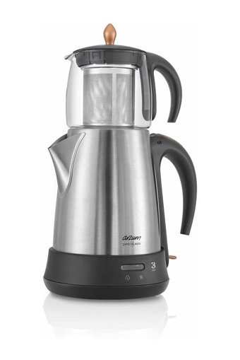 Arzum AR3003 Cam Demlikli 1650 W Çelik Gövdeli İnox Retro Çay Makinesi