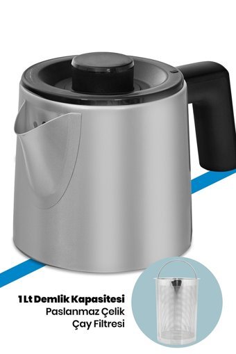 Goldmaster ProInox Plus Çelik Demlikli 2200 W Çelik Gövdeli İnox Retro Çay Makinesi
