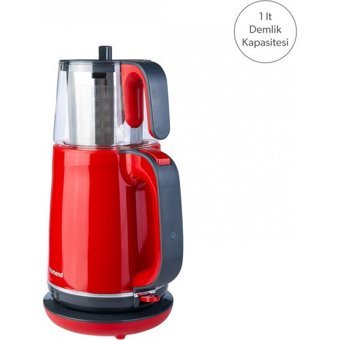 Homend Royaltea 1731H Cam Demlikli 1800 W Plastik Gövdeli Kırmızı Vintage Çay Makinesi