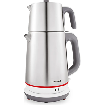 Homend Royaltea 1710H Cam Demlikli 1800 W Çelik Gövdeli Beyaz Retro Çay Makinesi