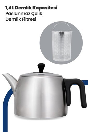 Goldmaster IN-6331 Hasbahçe XL Çelik Demlikli 1900 W Çelik Gövdeli İnox Vintage Çay Makinesi