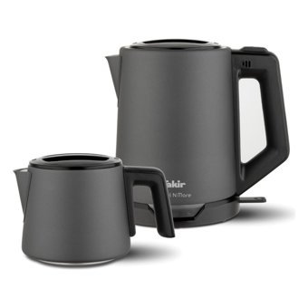 Fakir Steel N More Çelik Demlikli 1650 W Çelik Gövdeli Antrasit Çay Makinesi