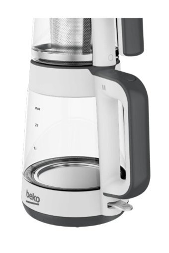 Beko CM 5964 Floral Cam Demlikli 1900 W Işıklı Cam Gövdeli Beyaz Retro Çay Makinesi