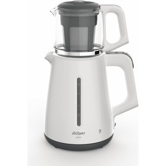 Arzum AR 3061 Cam Demlikli 1700 W Plastik Gövdeli Beyaz Vintage Çay Makinesi
