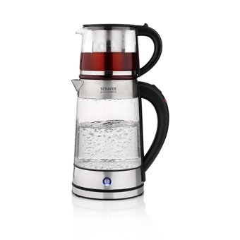 Schafer Gourmemaxx Cam Demlikli 2200 W Işıklı Cam Gövdeli Şeffaf Vintage Çay Makinesi