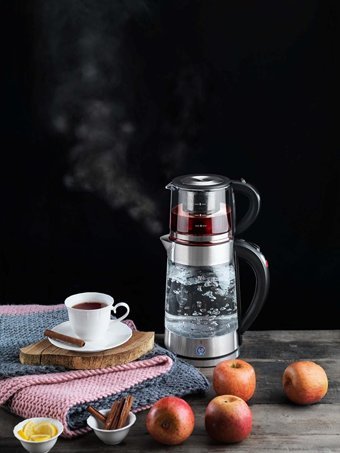 Schafer Gourmemaxx Cam Demlikli 2200 W Işıklı Cam Gövdeli Şeffaf Vintage Çay Makinesi