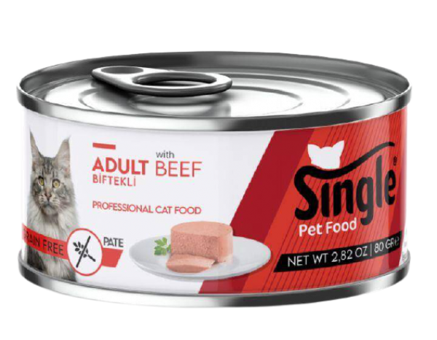 Single Pate Biftekli Yetişkin Yaş Kedi Maması 80 gr