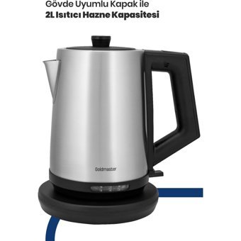 GoldMaster İncedem IN - 6306S Çelik Demlikli 2200 W Çelik Gövdeli İnox Çay Makinesi