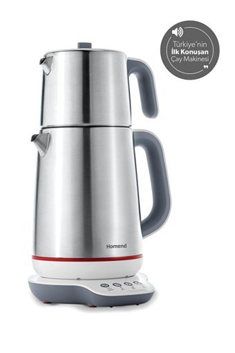 Homend Royaltea 1709H Konuşan Çelik Demlikli 1800 W Çelik Gövdeli İnox Retro Çay Makinesi