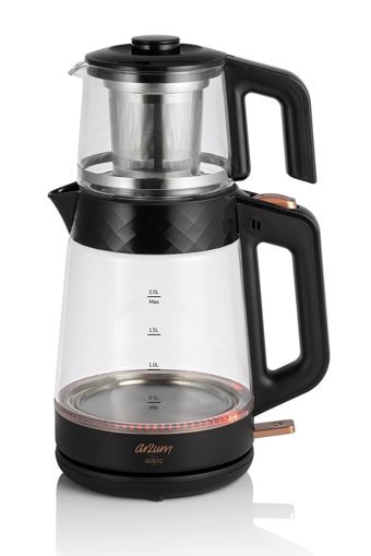 Arzum AR3101 - CC Gusto Cam Demlikli 1900 W Işıklı Cam Gövdeli Şeffaf Çay Makinesi