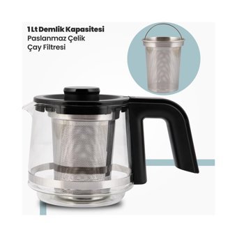 Goldmaster Çınar GM - 8320 Cam Demlikli 1900 W Işıklı Cam Gövdeli Şeffaf Çay Makinesi