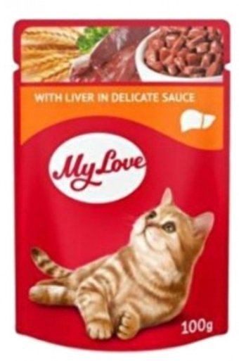My Love Pouch Ciğerli Soslu Yetişkin Yaş Kedi Maması 100 gr
