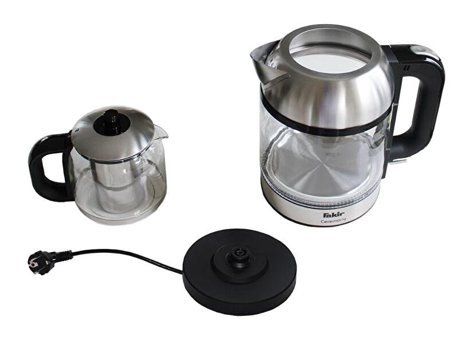 Fakir Ceremony Cam Demlikli 1800 W Işıklı Cam Gövdeli Siyah Vintage Çay Makinesi
