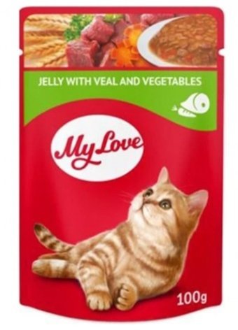 My Love Pouch Dana Eti Sebzeli Jöleli Yetişkin Yaş Kedi Maması 100 gr