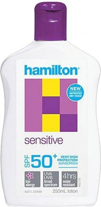 Hamilton Sensitive Lotion Renksiz 50+ Faktör Alerjik ve Hassas Ciltler İçin Yağlı Suya Dayanıklı Vücut ve Yüz Güneş Losyonu 250 ml