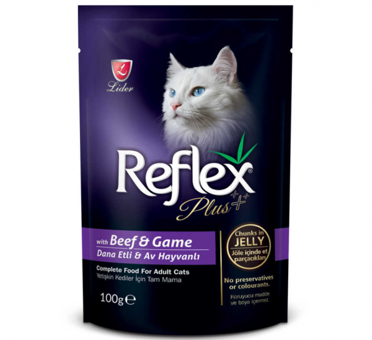 Reflex Plus Pouch Av Hayvanlı Dana Etli Jöleli Yetişkin Yaş Kedi Maması 100 gr