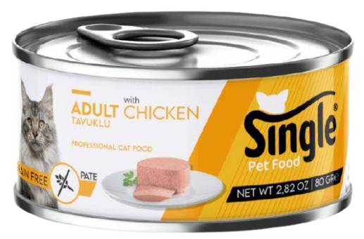 Single Pate Tavuklu Yetişkin Yaş Kedi Maması 80 gr