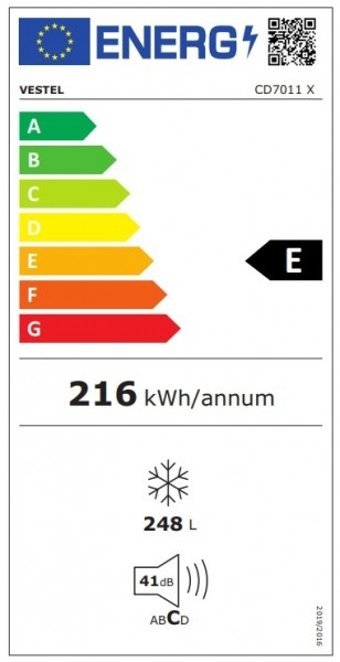 Vestel CD7011 X Statik 5 Çekmeceli E Enerji Sınıfı 248 lt Dikey Solo Derin Dondurucu Inox