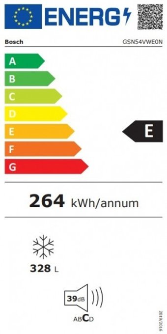 Bosch GSN54VWE0N No Frost 5 Çekmeceli E Enerji Sınıfı 328 lt Dikey Solo Derin Dondurucu Beyaz