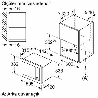 Bosch BFL623MW3 Beyaz 20 lt Dijital Dokunmatik Ankastre Mikrodalga Fırın