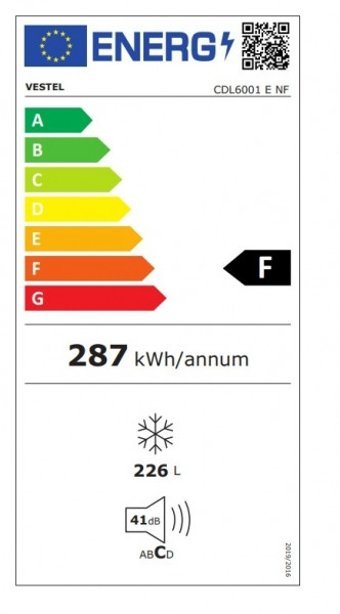 Vestel CDL6001 E NF Statik 4 Çekmeceli F Enerji Sınıfı 226 lt Dikey Solo Derin Dondurucu Beyaz