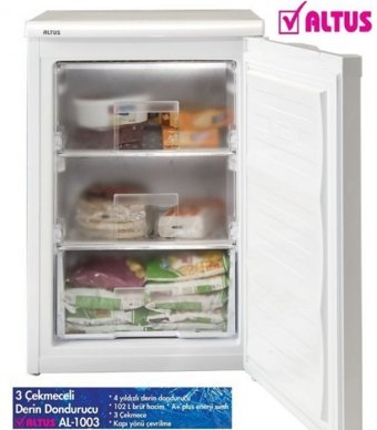 Altus AL 1003 3 Çekmeceli A+ Enerji Sınıfı 85 lt Dikey Solo Mini Derin Dondurucu Beyaz