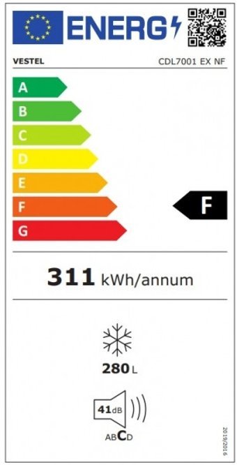 Vestel CDL7001 EX NF No Frost 5 Çekmeceli F Enerji Sınıfı 280 lt Dikey Solo Derin Dondurucu Inox