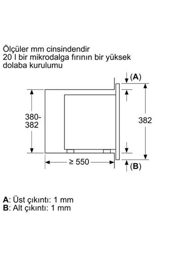 Bosch EAF012747 Siyah 20 lt Izgaralı Mekanik Dokunmatik Ankastre Mikrodalga Fırın