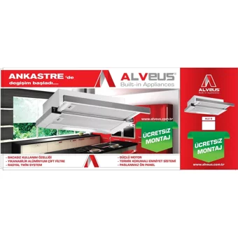 Alveus F6 Bacasız Karbon Filtreli Tek Motorlu İnox Ankastre Aspiratör