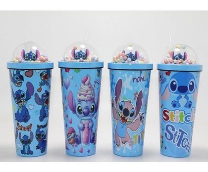 Senka Sevimli Stitch Pipetli Boncuklu Termos &amp; Suluk ALK4708