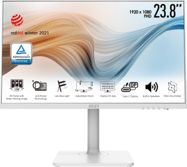 MSI Modern MD241PW 75 Hz 5 ms 23.8 inç FHD Flat IPS Hoparlörlü HDMI 1920 x 1080 px LED Monitör