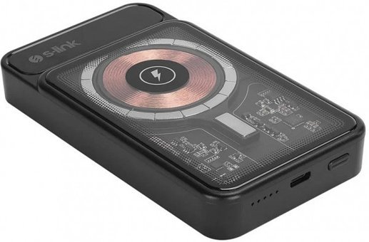 S-link V100 10000 mAh Hızlı Şarj Mıknatıslı USB & Type C Kablolu Powerbank