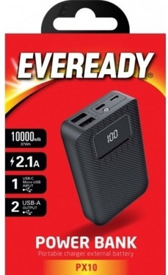 Energizer Eveready 10000 mAh Hızlı Şarj Işıklı Dijital Göstergeli USB & Type C Çoklu Kablolu Powerbank