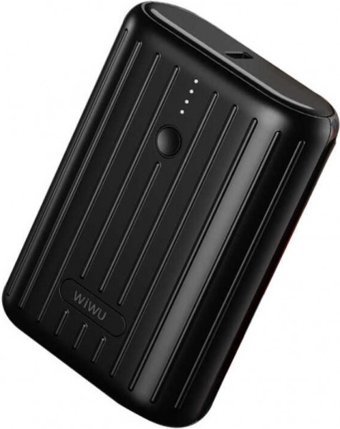 Wiwu JC-08 10000 mAh Hızlı Şarj USB & Type C Çoklu Kablolu Powerbank Siyah